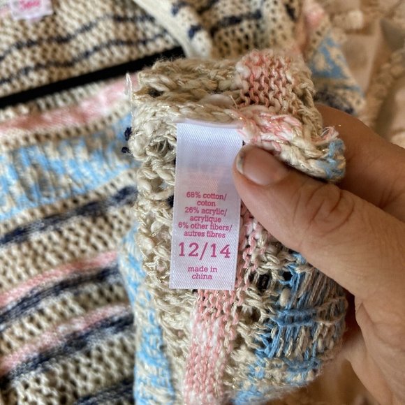 Justice Girls Open Front Cardigan Sweater 12/14 Fringed Sparkle Short Sleeve - Picture 6 of 6